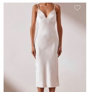 NEW - SHONA JOY DOUGLAS BIAS SLIP MIDI DRESS WHITE - UK10 / US6 with Tags